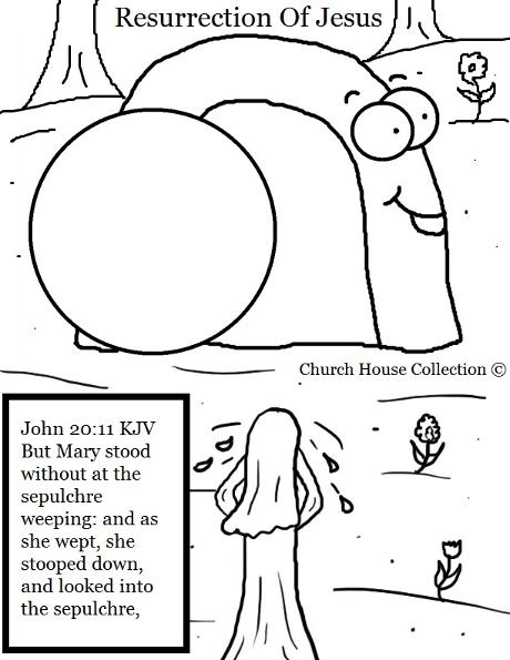 Resurrection Of Jesus Coloring Page- Mary standing at tomb crying Coloring Pages John 20:11 Sepulcher 