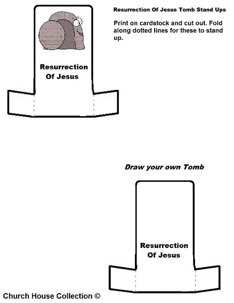 Resurrection Of Jesus Easter Tomb Stand Ups Cutout Printable Worksheet Template by ChurchHouseCollection.com Sunday School Easter Crafts for kids