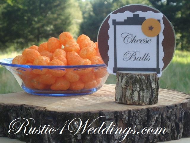 Rustic Wooden Place Card Holders For Sale- by Church House Woodworks- Use for Birthday Party Events and Weddings. Cheeseballs Wood Stump Decoration Ideas