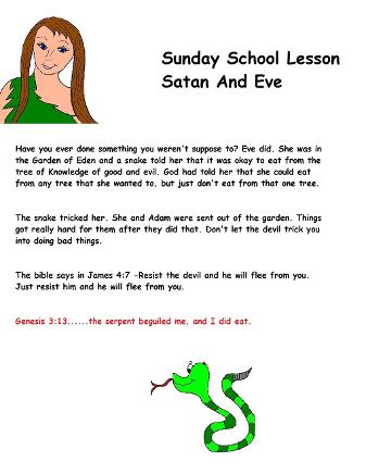 Adam and Eve Sunday School Lesson Satan and Eve Sunday School Lesson
