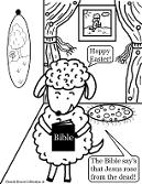 Easter Sheep With Bible Coloring Page