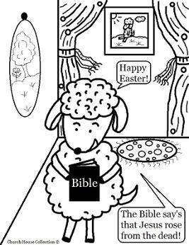 Easter Sheep With Bible Coloring Page  by ChurchHouseCollection.com Easter Sheep Coloring Pages for Sunday School Preschool Kids