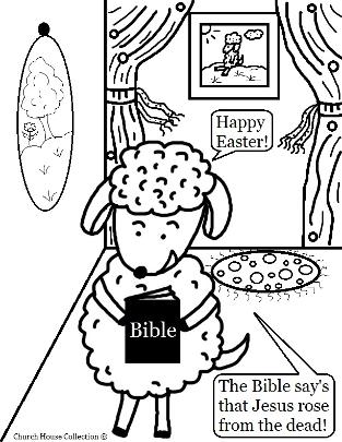 Easter Sheep with Bible Coloring Page For Sunday school Jesus Rose from the dead, Happy Easter