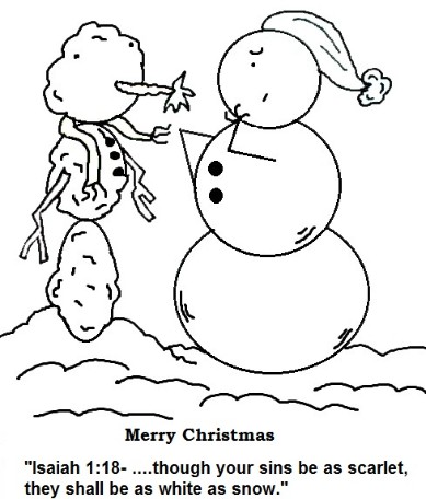 Snowman Coloring Page Isaiah 1:18 You sins will be white as snow