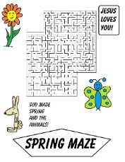 God Made Spring And The Animals Printable Maze by Church House Collection- Sunday School Lessons Plans Free!