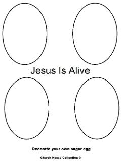 Sugar egg coloring pages- Jesus is Alive- Easter Coloring Pages- DIY Decorate and color eggs coloring pages by ChurchHouseCollection.com Easter Egg Coloring Pages for Sunday School Preschool Kids 