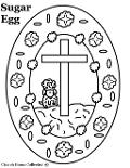 Sugar Egg With Sheep And Cross In Middle Coloring Page For Easter Sunday school