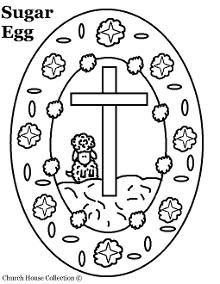 Sugar Egg With Sheep And Cross In Middle Coloring Page For Easter Sunday school by ChurchHouseCollection.com Easter Egg Coloring Pages for Sunday School Preschool Kids 
