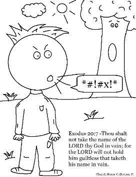 Thou Shalt Not Take The Name Of The Lord Thy God In Vain Coloring Page