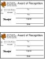 Thanksgiving Turkey One Thankful Man Ten Lepers Award Certificate