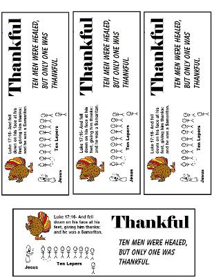 Thanksgiving Turkey One Thankful Man ten lepers bookmarks