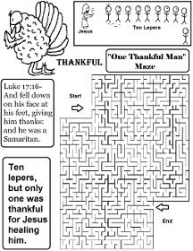 Thanksgiving Turkey One Thankful Man Ten Lepers Maze
