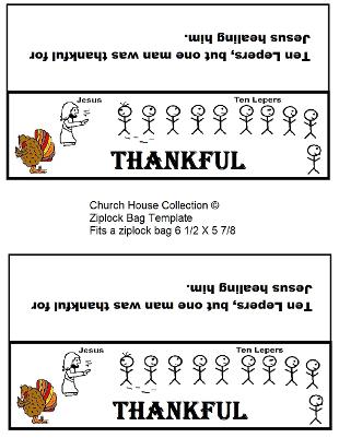 Thanksgiving Turkey Ziplock Bag Template Ten lepers One Thankful Man