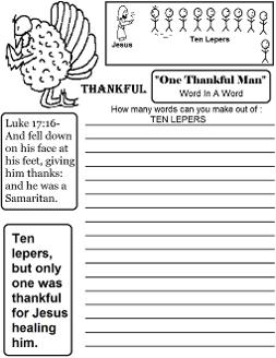 Thanksgiving Word in a word sheet