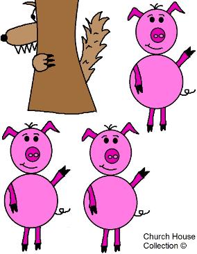 The Three Little Pigs and the big bad wolf clipart