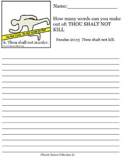 Thou Shalt Not Murder Kill Worksheet How many words can you make?