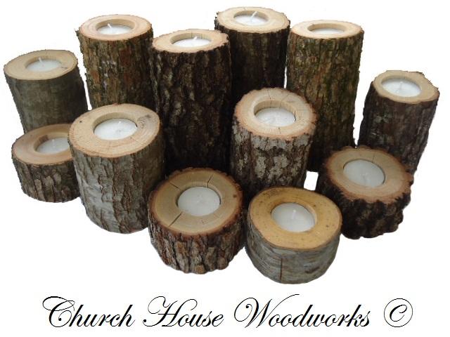 Rustic Wood Candle Holders by Church House Woodworks