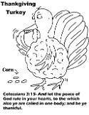 Turkey Eating Corn Scripture Col 3:15 Coloring Page Sunday School