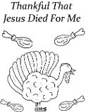 Thankful That Jesus Died For Me Turkey Coloring Page