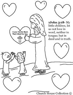 Jesus With Heart Valentine Coloring Page