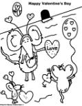 Happy Valentine's Day Coloring Pages Mice With Hearts and Balloons