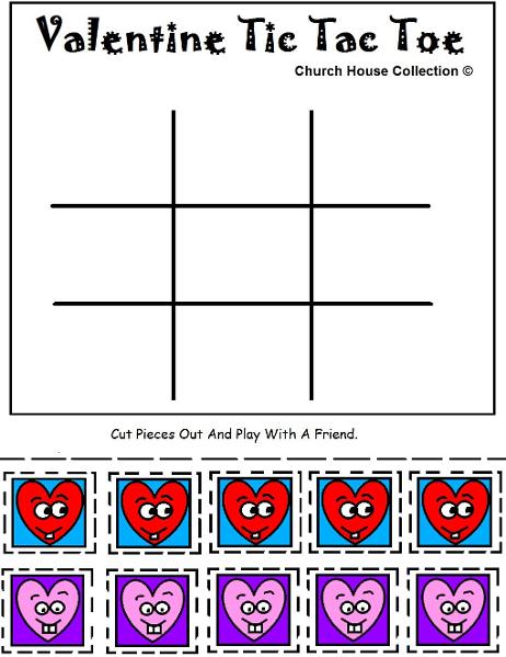Valentine's Day Tic Tac Toe Game Ideas for Sunday School or Children's Church by ChurchHouseCollection.com