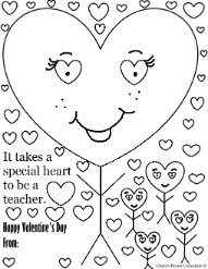 Valentine's Day Coloring page for teacher- My teacher is special coloring pages
