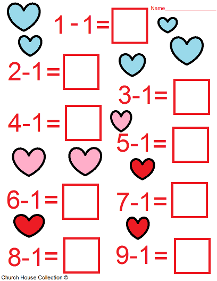 Valentine's Day Math Worksheets For Kids. Addition and Subtraction.