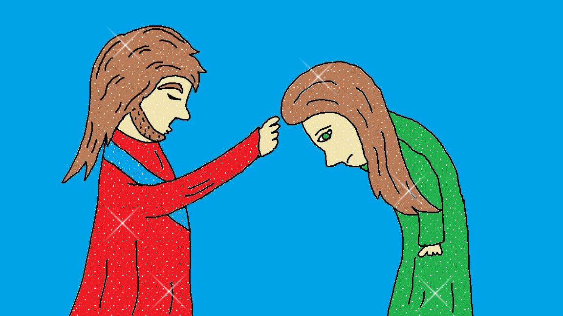 Jesus heals a woman glitter graphic- Gif Clip Art