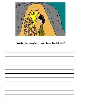 Daniel in the lions den activity sheet for kids printable page