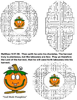God's Pumpkin Patch Maze- Free Printable Maze Template For Kids in Sunday School or Children's Church by Church House Collection- Matthew 9: 37-38