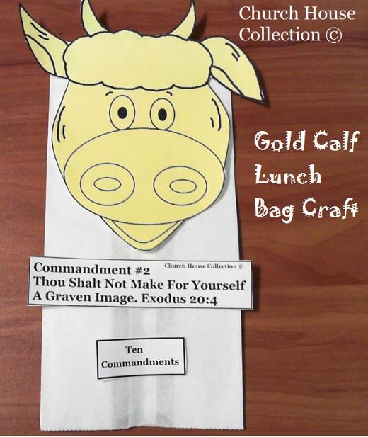 Ten Commandments Thou Shalt Not make for yourself a graven image exodus 20:4 Gold calf lunch bag craft