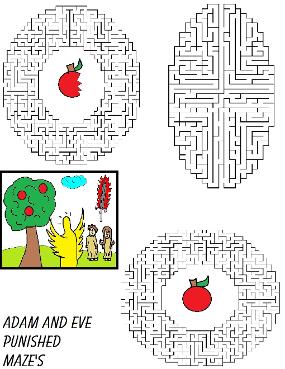 Adam and Eve Maze To Go With Matching Adam and Eve Sunday School Lesson For Preschool Kids For Free by Church House Collection