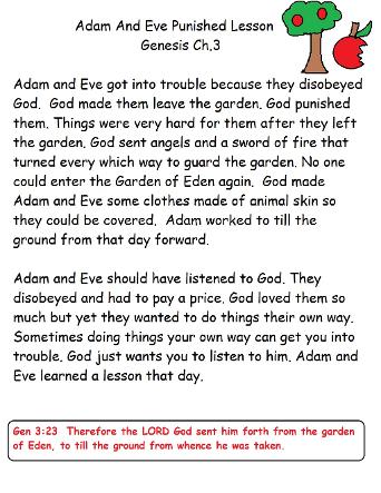 Aam and Eve Sunday School Lesson