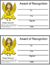 Angel Joyful Noise Praise The Lord Award Certificates