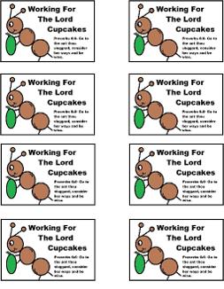 sunday school snack food cards cupcakes