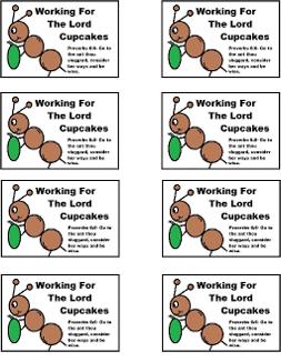 sunday school snack food cards cupcakes