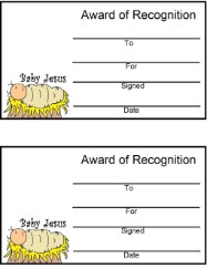  Baby Jesus In The Manger Sleeping  Award Certificate