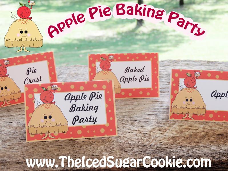 Apple Pie Baking Party Food Label Tent Cards-Printable Digital Download-Pie Crust, Apple Pie Baking Party, Baked Apple Pie, Apples-By The Iced Sugar Cookie Great for a Fall or Thanksgiving Party!