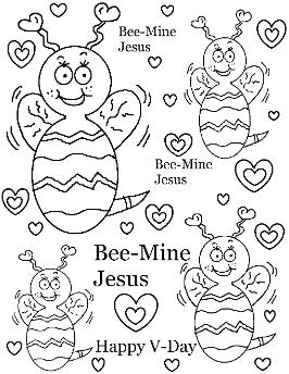 Bee-Mine Valentine Coloring Pages