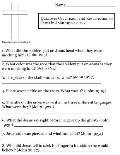 Quiz over Crucifixion and Resurrection of Jesus