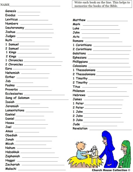 Books of The Bible List Printable List