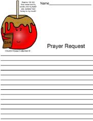 Candy apple prayer request printable sheet
