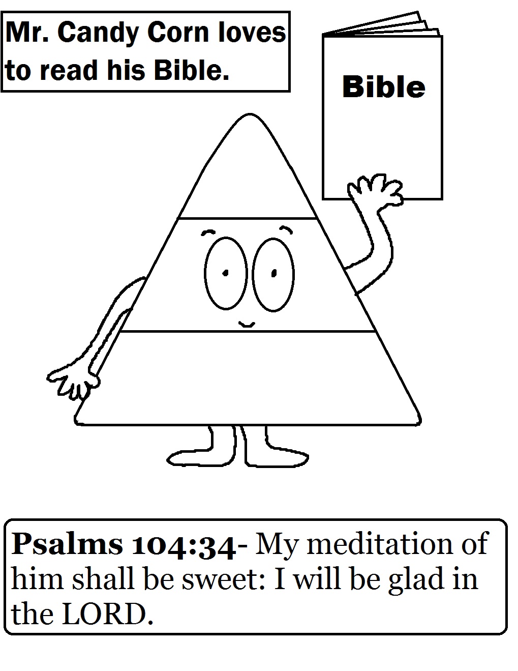 Free Candy Corn Sunday School Coloring Page printable version