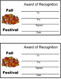  Fall Festival Candy Corn Award Certificate