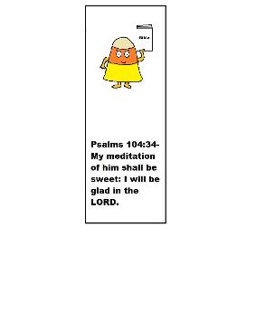 Candy Corn Bookmark Free Printable Template for Sunday school childrens church-Candy corn holding a bible in his hands clipart