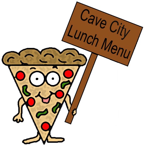 Cave City Lunch Menu Pizza Clipart Holding Sign