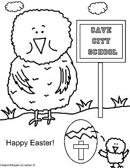 Cave City School Easter Chick Coloring Page