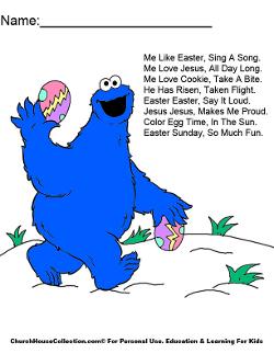 Easter Cookie Monster Coloring Page by Church House Collection