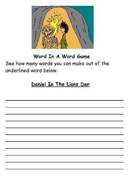 daniel in the lions den word in a word game